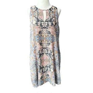 Bohemian Patterned Dress with Keyhole Neckline